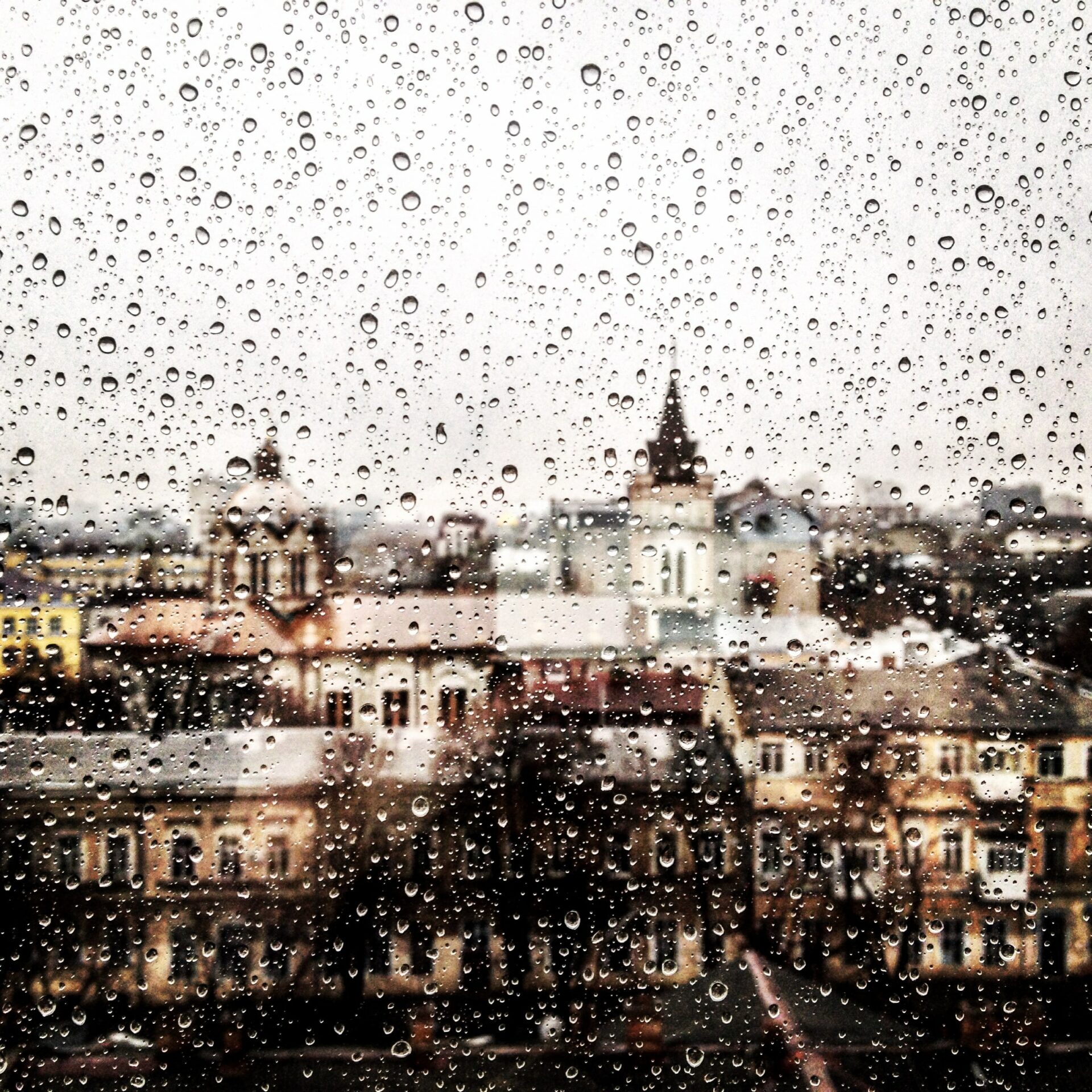 window view on the rainy day